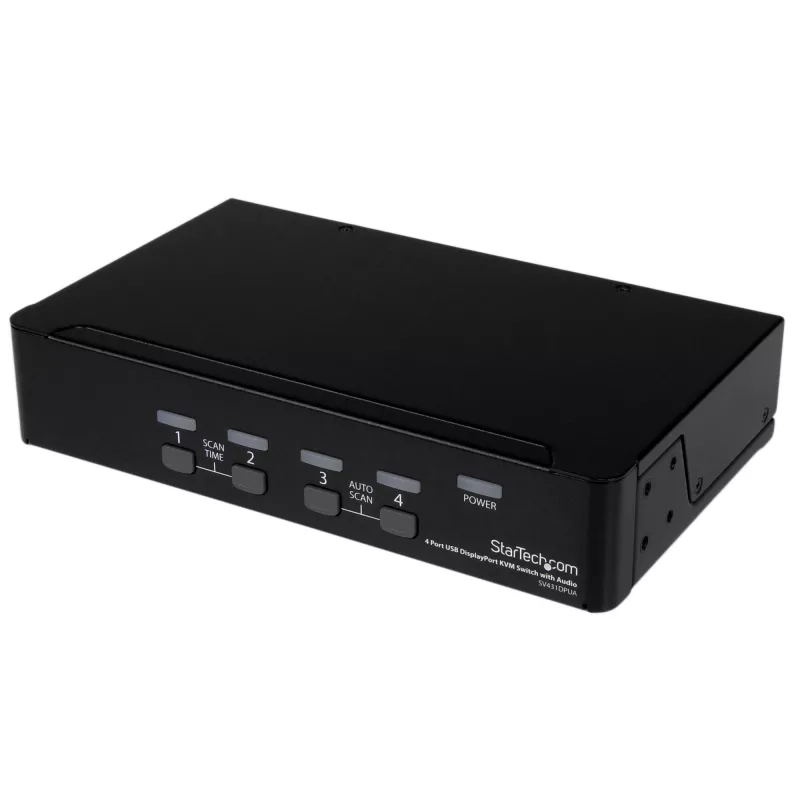 Przełącznik KVM StarTech.com 4-portowy USB DisplayPort z audio, 3840 x 2400 pikseli, czarny