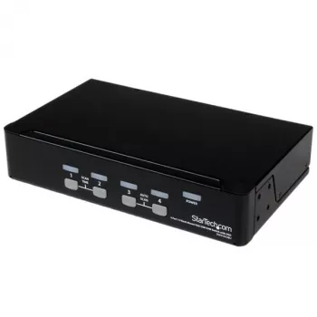 StarTech.com 4-portowy przełącznik KVM USB do montażu w szafie rack 1U z OSD, 1920 x 1440 pikseli, montaż w szafie rack, 5,4 W, 1U, czarny