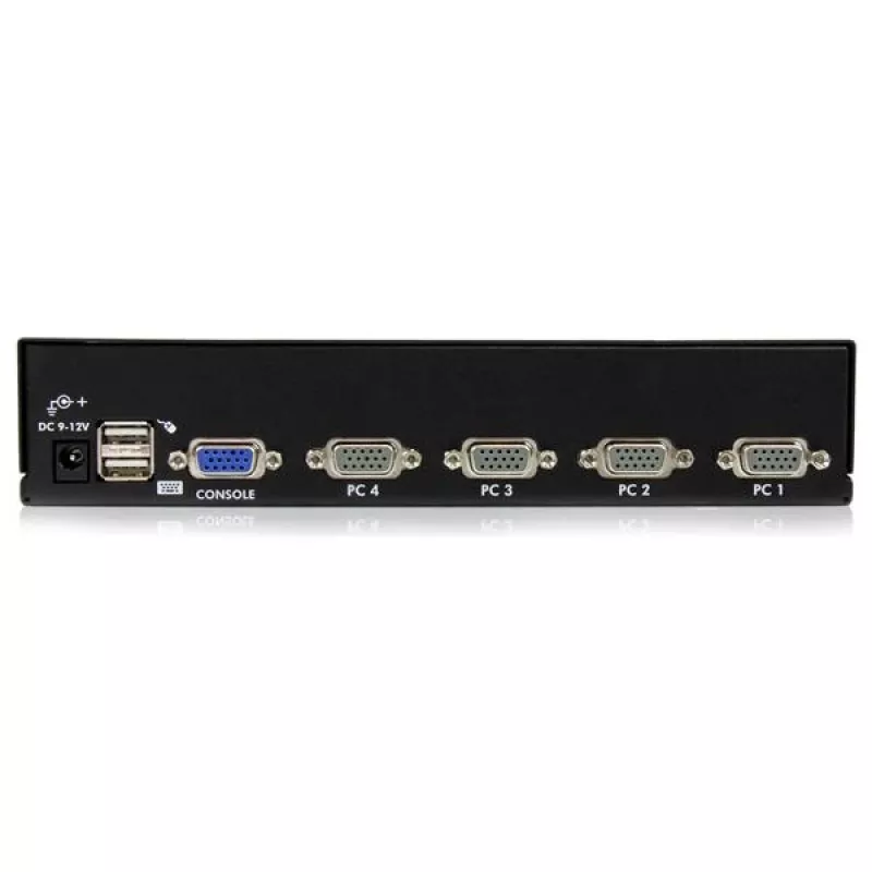StarTech.com 4-portowy przełącznik KVM USB do montażu w szafie rack 1U z OSD, 1920 x 1440 pikseli, montaż w szafie rack, 5,4 W, 1U, czarny