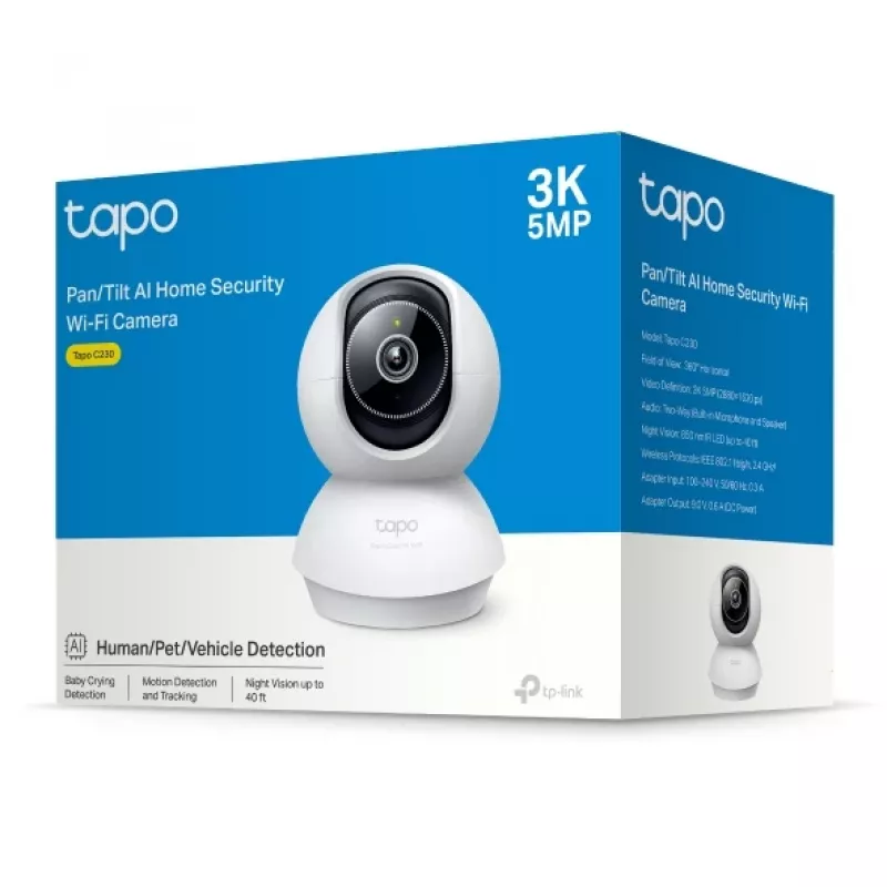 Kamera IP TP-Link Tapo C230(EU) typu Bulb do użytku wewnętrznego, rozdzielczość 2880 x 1620 pikseli, na biurko