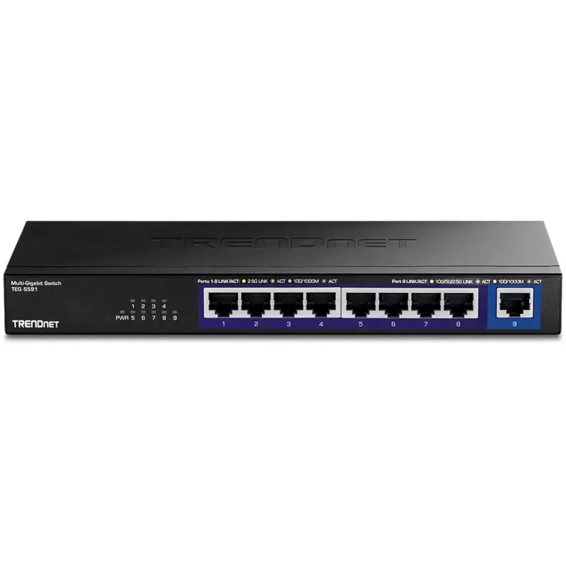 TRENDnet TEG-S591 niezarządzalny przełącznik Ethernet 8-portowy 2.5G, 100/1000/2500, 60 Gbit/s, tablica MAC 4000, montaż na ścianie