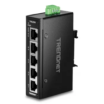 Przełącznik sieciowy TRENDnet TI-ELC50 Niezarządzalny 5-portowy Fast Ethernet (10/100), 9.6–60V, montaż na ścianie/szynie DIN