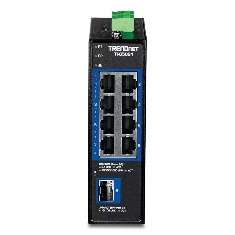 TRENDnet TI-G5091 Przemysłowy niezarządzalny 9-portowy przełącznik Ethernet 2.5G z portem 10G SFP+