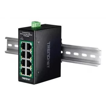 Niezarządzalny przełącznik Fast Ethernet PoE TRENDnet TI-PELC80 — 8x 10/100 Mbps RJ-45, IEEE 802.3af/at, 48–56 V DC, montaż naścienny
