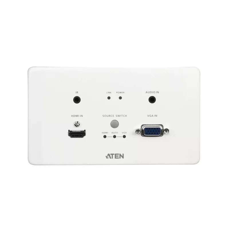 Nadajnik ATEN HDMI i VGA HDBaseT z płytą ścienną EU / PoH (4K@100m) (HDBaseT Klasa A)