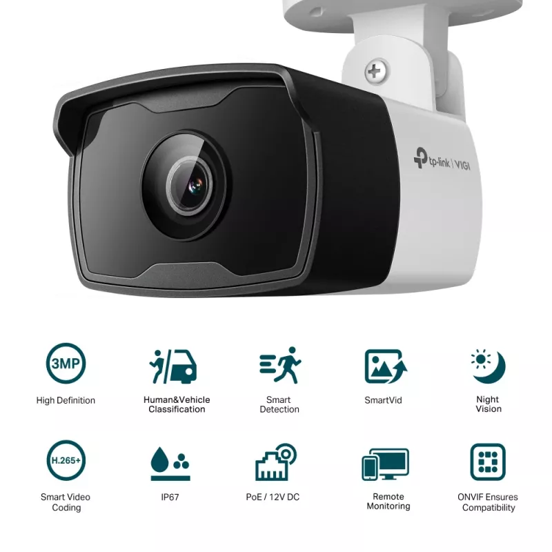 Kamera bezpieczeństwa TP-Link VIGI C330I(4MM) Bullet IP, zewnętrzna, 2304 x 1296 pikseli, sufit/ściana/słup