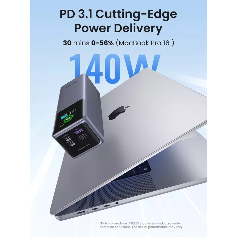 Ugreen 25000mAh 200W Szybkie ładowanie powerbank Szary