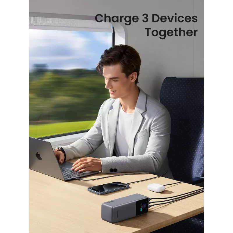 Ugreen 25000mAh 200W Szybkie ładowanie powerbank Szary