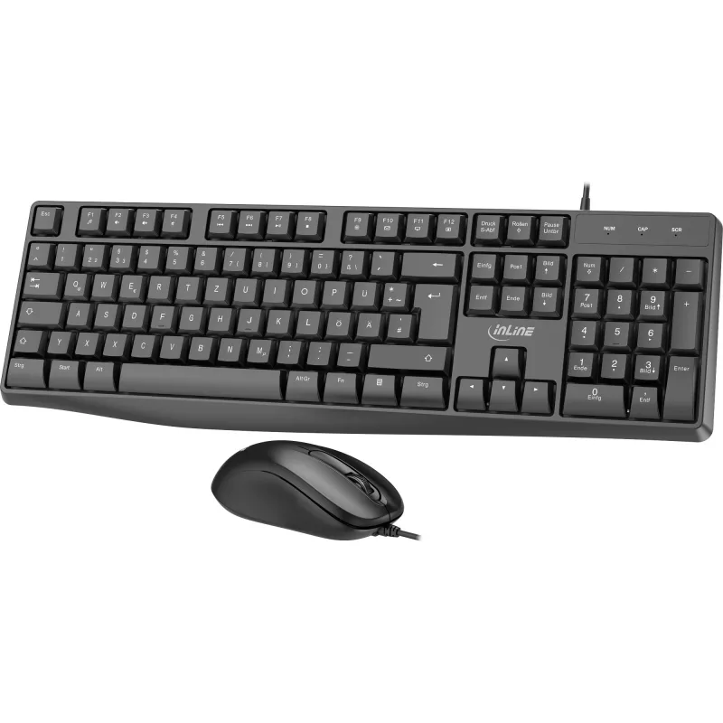 InLine Basic Desktop II, zestaw klawiatura-mysz, kabel USB, standardowy układ DE