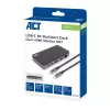 Stacja dokująca ACT USB-C 4K MST do 2 monitorów HDMI, Ethernet, USB-C, 3x USB-A, PD pass-through i odłączany kabel połączeniowy o długości 1 metra