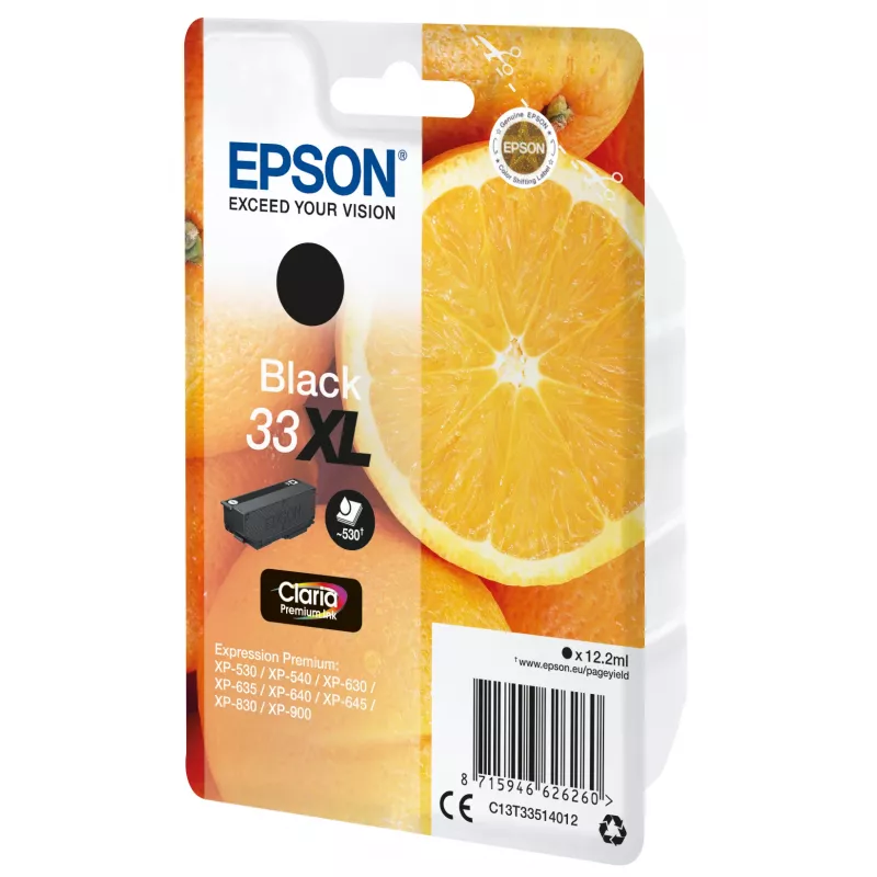 Epson pomarańczowys Singlepack Czarny 33XL Claria Premium Ink, wysoka wydajność (XL), czarny, tusz pigmentowy, 12.2 ml, 1 szt.