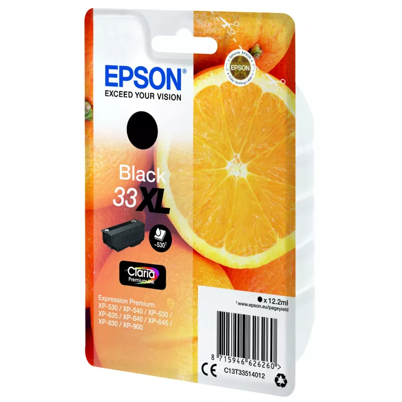 Epson pomarańczowys Singlepack Czarny 33XL Claria Premium Ink, wysoka wydajność (XL), czarny, tusz pigmentowy, 12.2 ml, 1 szt.