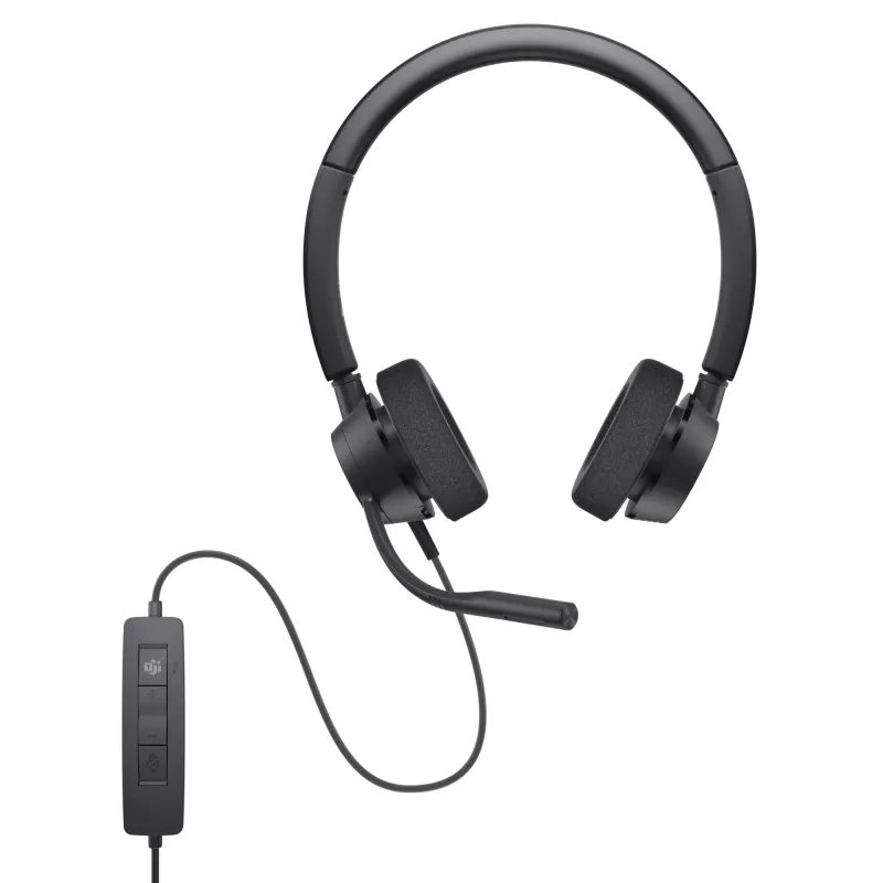 DELL Pro Stereo Headset - WH3022, przewodowy, biuro/centrum obsługi telefonicznej, 96 g, zestaw słuchawkowy, czarny