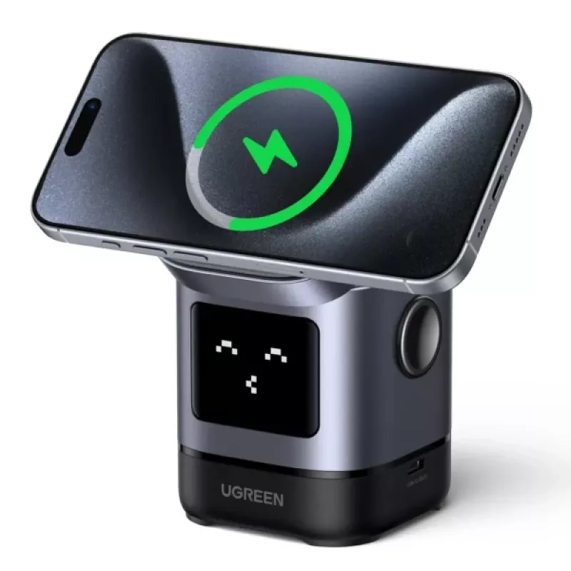Ładowarka UGREEN 45775 — wewnętrzna bezprzewodowa szybka ładowarka AC, uniwersalna, 1× USB-C, czarna/szara