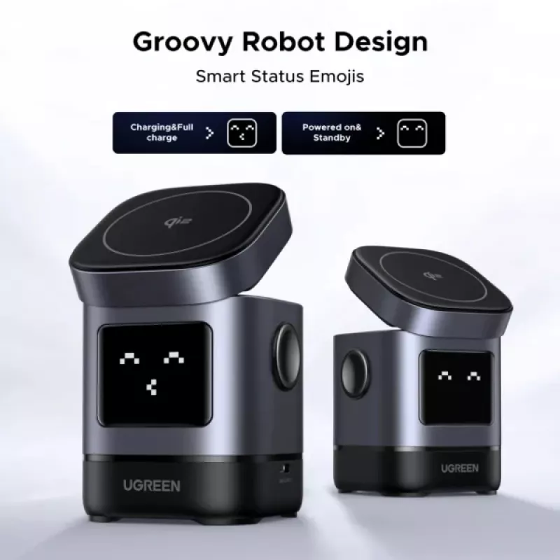 Ładowarka UGREEN 45775 — wewnętrzna bezprzewodowa szybka ładowarka AC, uniwersalna, 1× USB-C, czarna/szara