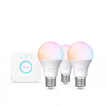 Zestaw oświetlenia inteligentnego Philips Hue White and colour ambience Essential — 3× żarówki E27, 806 lm, 8 W, Bluetooth/Zigbee