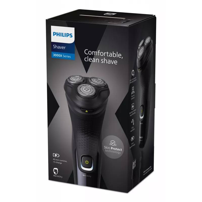 Golarka męska Philips X3021/00, System golący rotacyjny, Trymer, Czarny