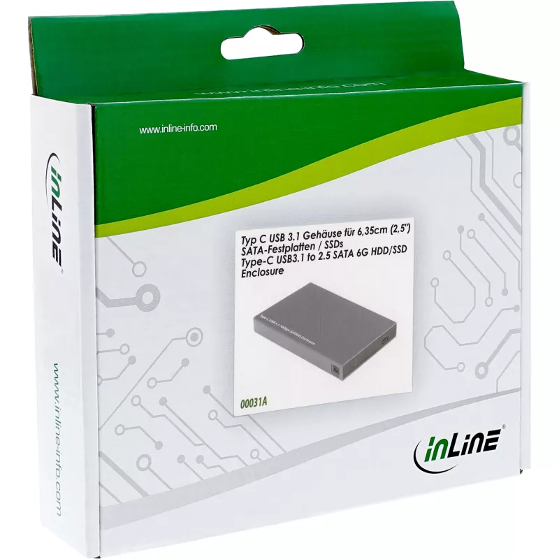 InLine Obudowa zewn. 2,5 cala USB 3.1, do HDD/SSD SATA, z portem USB-C