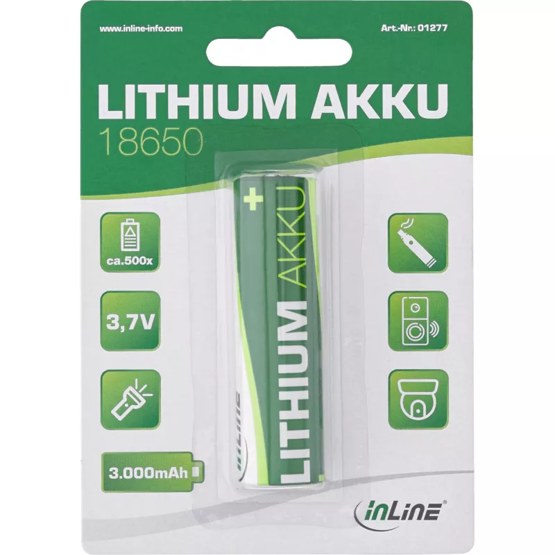 Akumulator litowo-jonowy InLine 3000mAh 18650 3,7V ładowalny