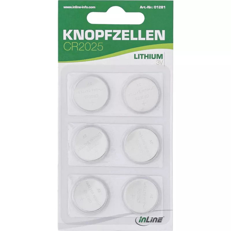 Bateria guzikowa InLine CR2025 3V litowa 6 sztuk