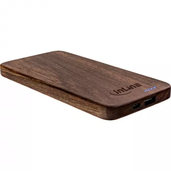 InLine woodplate, PowerBank USB 5.000mAh, z diodą LED, drewno orzechowe