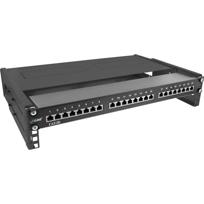 InLine 19-calowa składana szafa rack, 2U, głębokość 24-40 cm, z pokrywą, czarna