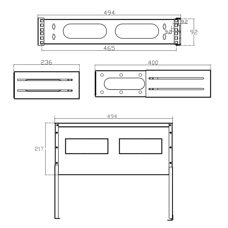 InLine 19-calowa składana szafa rack, 2U, głębokość 24-40 cm, z pokrywą, czarna