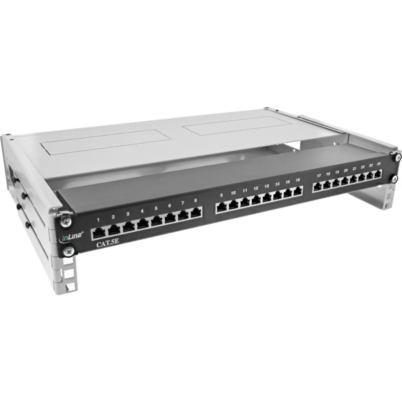Składana szafka rack InLine 19 cali, 2U, głębokość 24-40 cm, z pokrywą, szara