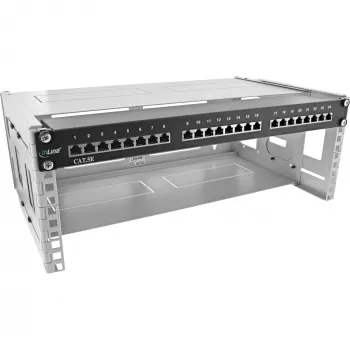 InLine 19-calowa składana szafa rack, 4U, głębokość 24-40 cm, z osłoną, szara