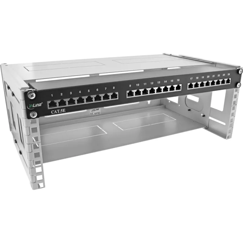 InLine 19-calowa składana szafa rack, 4U, głębokość 24-40 cm, z osłoną, szara