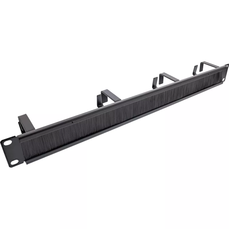 Panel do zarządzania kablami InLine 19111L 1U czarny 19 cali z wkładem szczotkowym