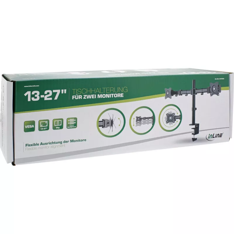InLine Uchwyt na biurko, dla 2x TFT/LCD/LED do 68cm (27 cali) max. 2x8 kg