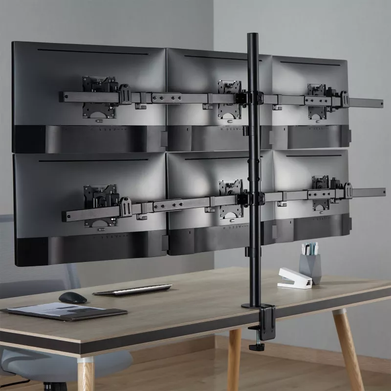 Uchwyt biurkowy InLine dla 6 wyświetlaczy TV / LED / TFT do 81 cm 32 cali maks. 7 kg czarny