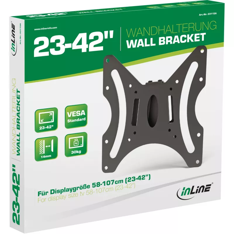 Uchwyt ścienny InLine do TFT 58-107cm 23 - 42 cale maks. 30 kg