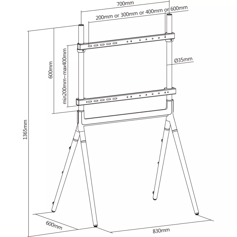 InLine Woodstand Studio stojak pod telewizor, dla wyświetlaczy 49–70 cali (124–178 cm), maks. 40 kg