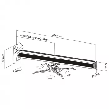 Uchwyt ścienny do projektora InLine 23139A maks. 16 kg