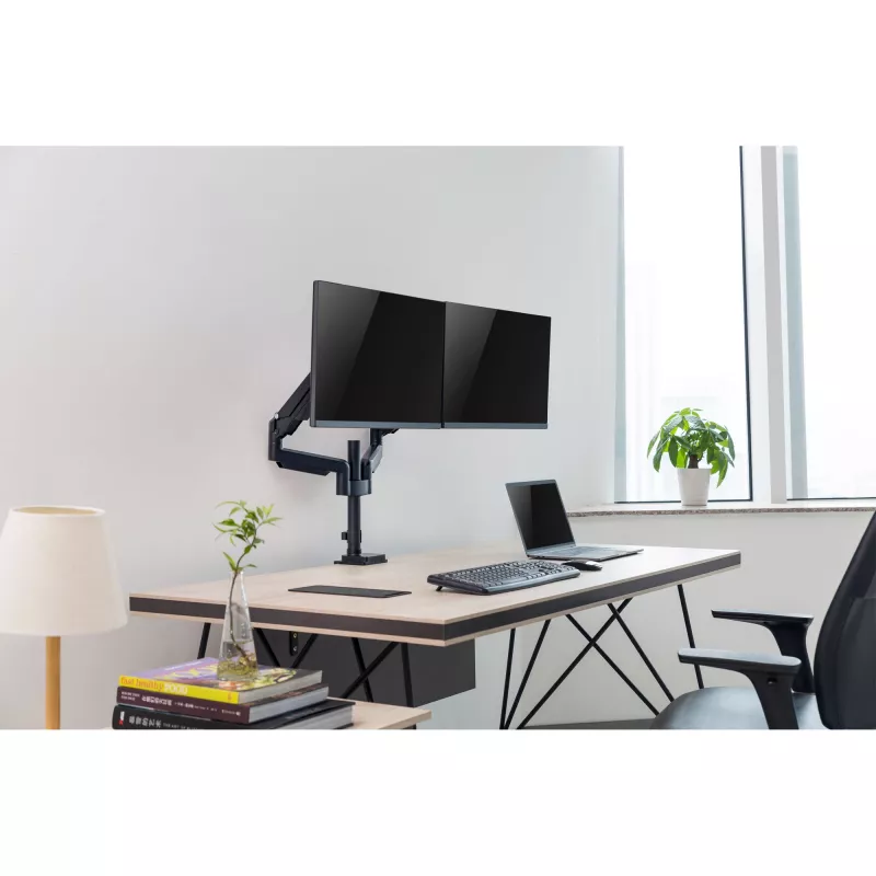 Uchwyt biurkowy InLine z podnośnikiem, do dwóch monitorów do 82 cm (32 cale), 9 kg
