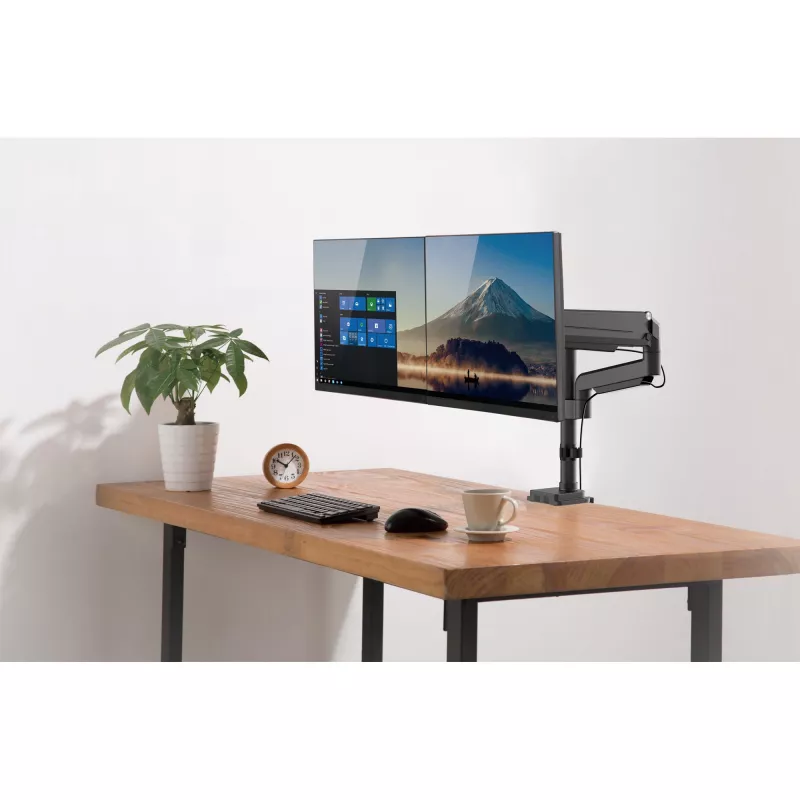Uchwyt biurkowy InLine z podnośnikiem, do dwóch monitorów do 82 cm (32 cale), 9 kg