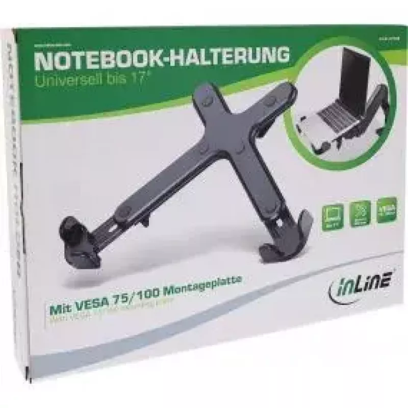 Uchwyt na notebook InLine 23162B do 17 cali VESA 75/100 Czarny