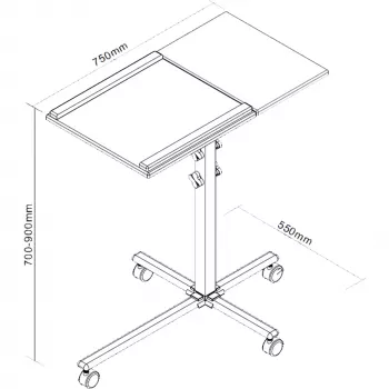 Wózek InLine do notebooka i projektora, wysokość 70–90 cm