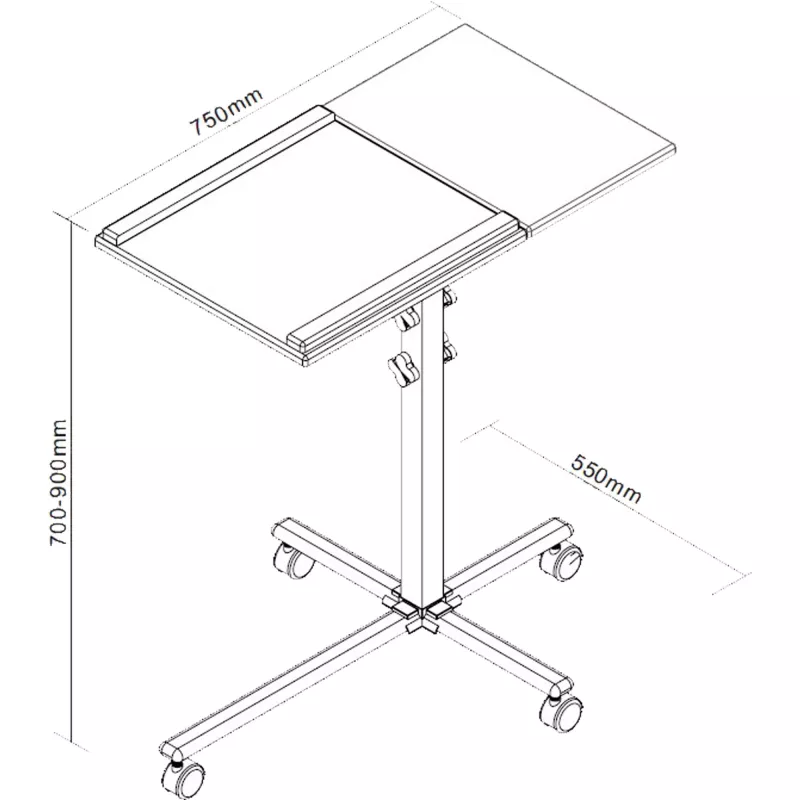 Wózek InLine do notebooka i projektora, wysokość 70–90 cm