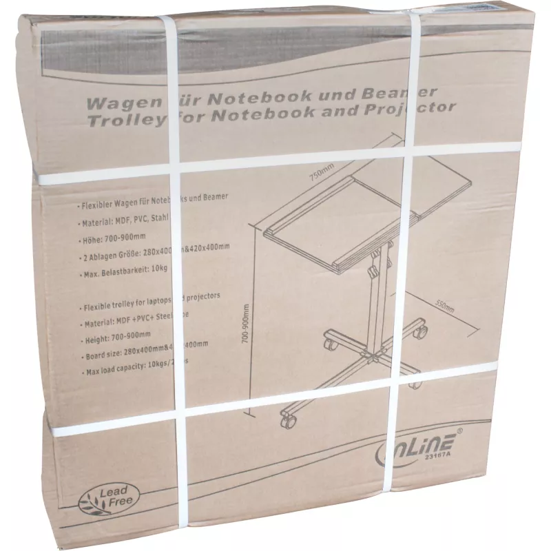 Wózek InLine do notebooka i projektora, wysokość 70–90 cm