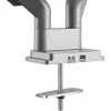 Uchwyt biurkowy InLine z regulacją wysokości i portami USB/Audio, na 2 monitory do 81 cm (32 cale) 9 kg, srebrny