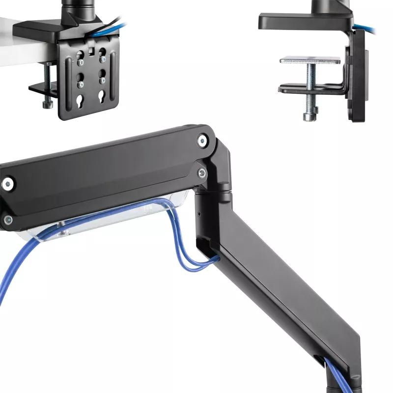Uchwyt biurkowy InLine z podnośnikiem i USB3.0, ruchomy, dla 3 monitorów do 27 cali
