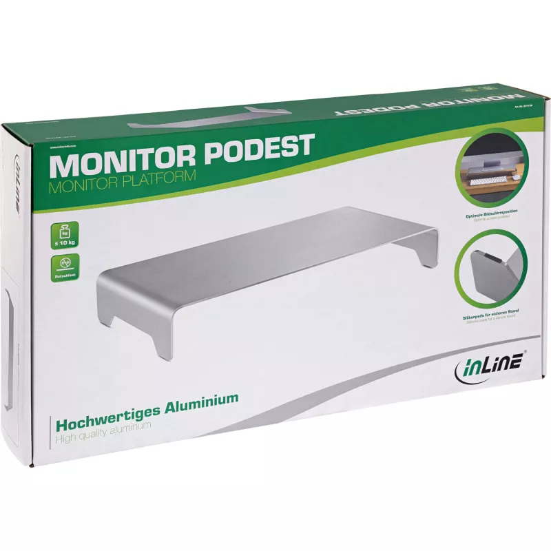 InLine Monitor Platform Aluminium 63mm max. 10kg Freestanding srebrny 23175A