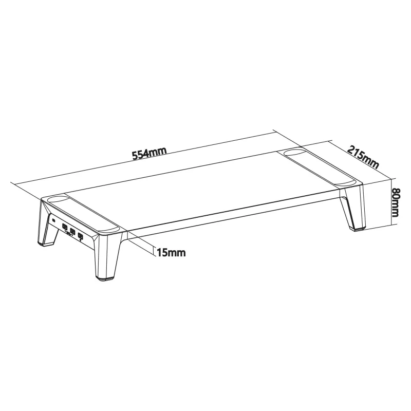 InLine Monitor Platform+, 2x USB 3.2 Gen1 i ładowanie QC3, 80 mm, maks. 15 kg