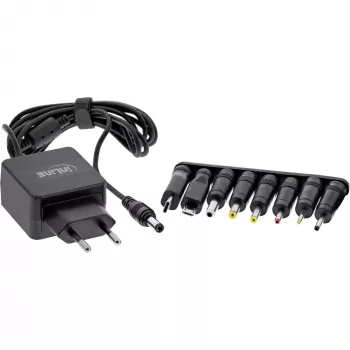 Uniwersalny zasilacz InLine, 5V / 15W, z 8 wymiennymi wtyczkami, Micro-USB, USB-C