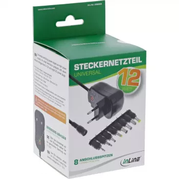 InLine Uniwersalny zasilacz 12W, 110–240V na 3–12V, maks. 1200mA
