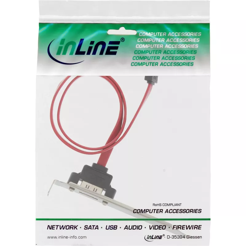 InLine 27902 eSATA Slot Bracket, eSATA Female to Internal SATA, 0.5 m
