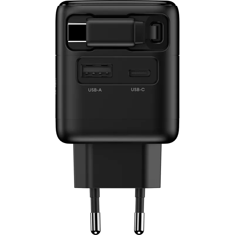 Zasilacz USB InLine, 70W, GaN, USB-C PD + USB-A QC, kabel 60cm, czarny